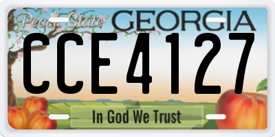 GA license plate CCE4127