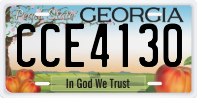 GA license plate CCE4130