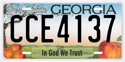 GA license plate CCE4137