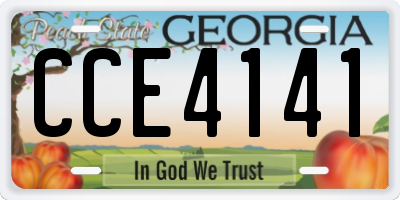 GA license plate CCE4141