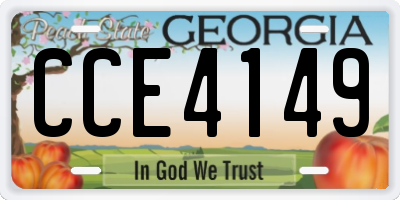 GA license plate CCE4149