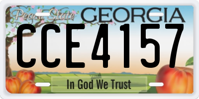 GA license plate CCE4157