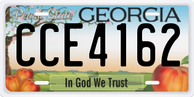 GA license plate CCE4162
