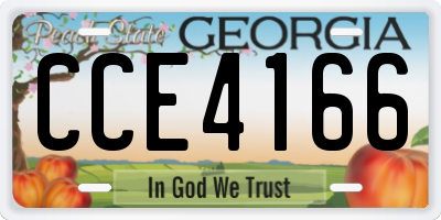 GA license plate CCE4166