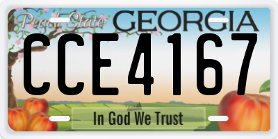 GA license plate CCE4167