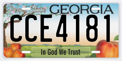 GA license plate CCE4181