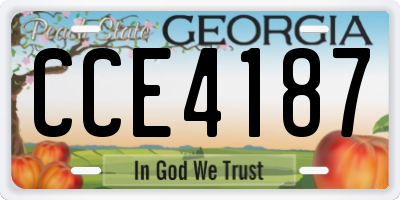 GA license plate CCE4187