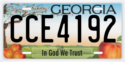GA license plate CCE4192