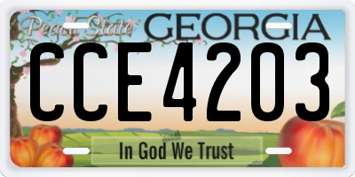 GA license plate CCE4203