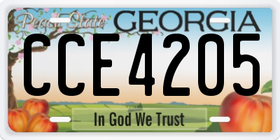 GA license plate CCE4205
