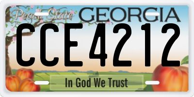 GA license plate CCE4212