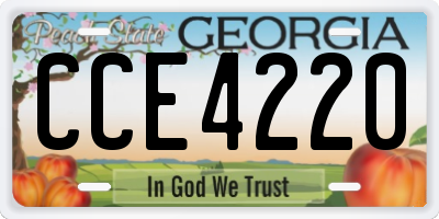 GA license plate CCE4220
