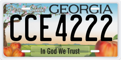GA license plate CCE4222