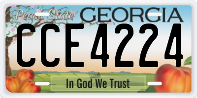 GA license plate CCE4224