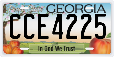 GA license plate CCE4225