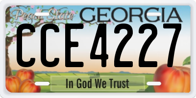 GA license plate CCE4227