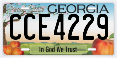 GA license plate CCE4229