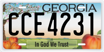 GA license plate CCE4231
