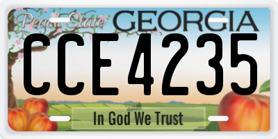 GA license plate CCE4235