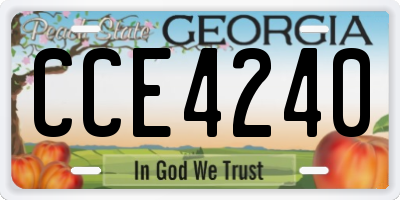 GA license plate CCE4240