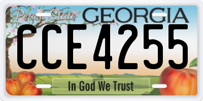 GA license plate CCE4255