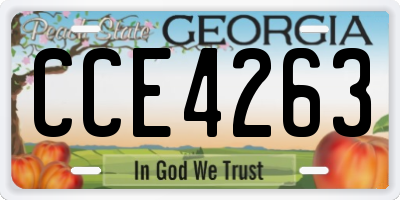 GA license plate CCE4263