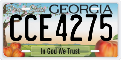 GA license plate CCE4275
