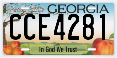 GA license plate CCE4281