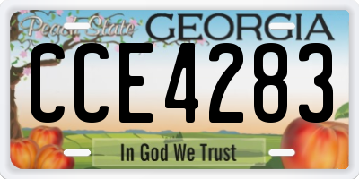 GA license plate CCE4283
