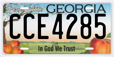 GA license plate CCE4285