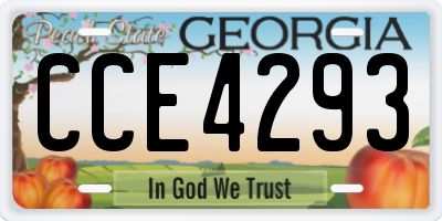 GA license plate CCE4293