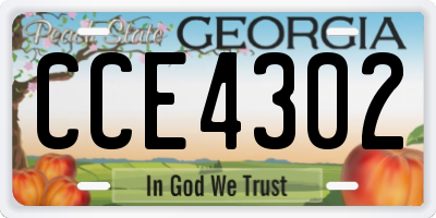 GA license plate CCE4302