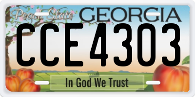 GA license plate CCE4303