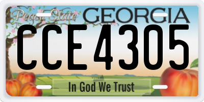 GA license plate CCE4305