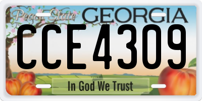 GA license plate CCE4309