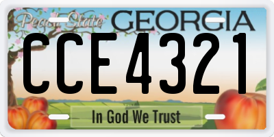 GA license plate CCE4321