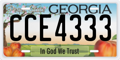 GA license plate CCE4333