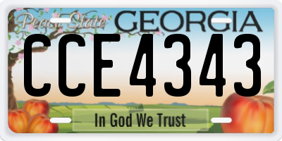 GA license plate CCE4343