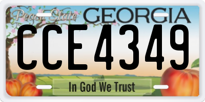 GA license plate CCE4349