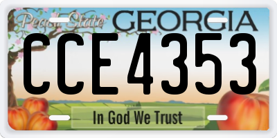 GA license plate CCE4353