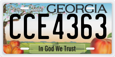 GA license plate CCE4363