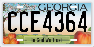GA license plate CCE4364
