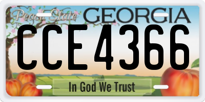 GA license plate CCE4366