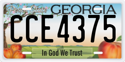 GA license plate CCE4375