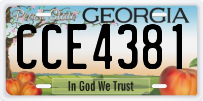 GA license plate CCE4381