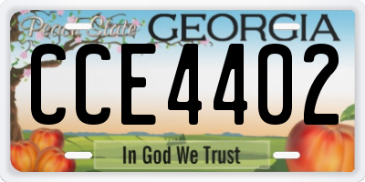 GA license plate CCE4402