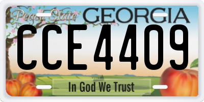 GA license plate CCE4409