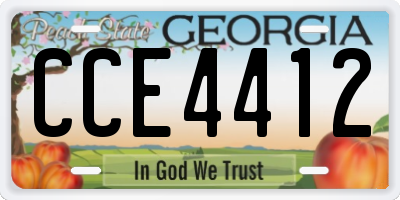 GA license plate CCE4412