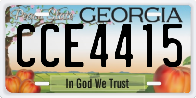 GA license plate CCE4415