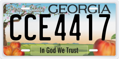 GA license plate CCE4417
